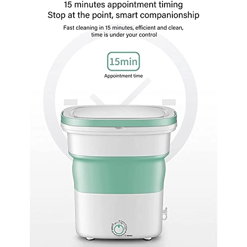 XHTONGSH غسالة قابلة للطي للطي المحمولة, غسالة صفرية اوتوماتيكية, عمل هادئ, الضوء الأزرق, ملابس داخلية غسل الملابس او عنصر صغیر, طاقة ومنطقة (Color : Green)