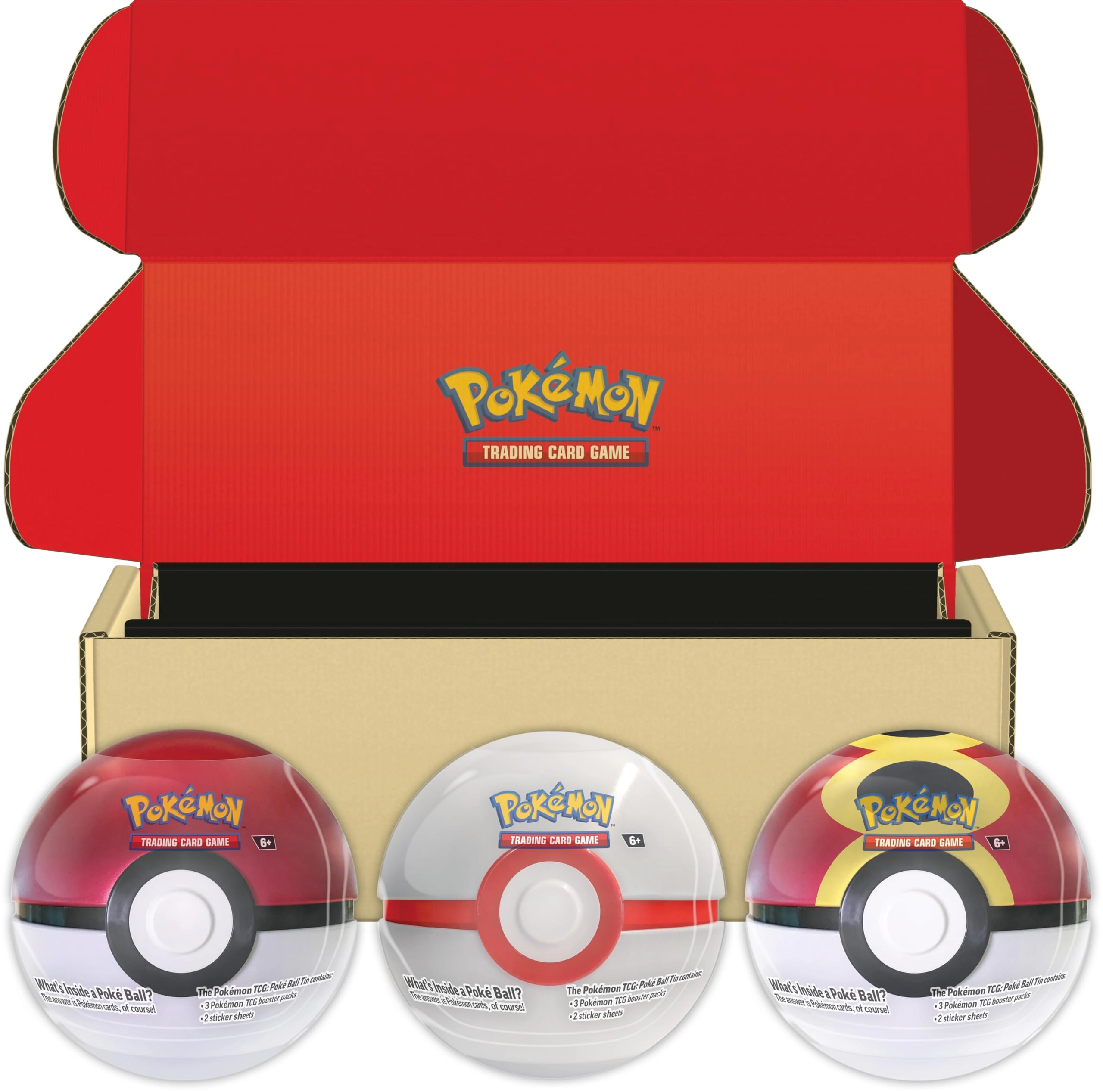 The Pokémon Company International Poké Ball Tin - 3 Booster Packs 2 Sticker Sheets + Premier Ball Tin + Repeat Ball Tin