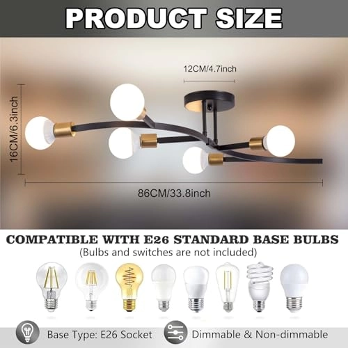 Ceiling Lamp - E27 6 Lights