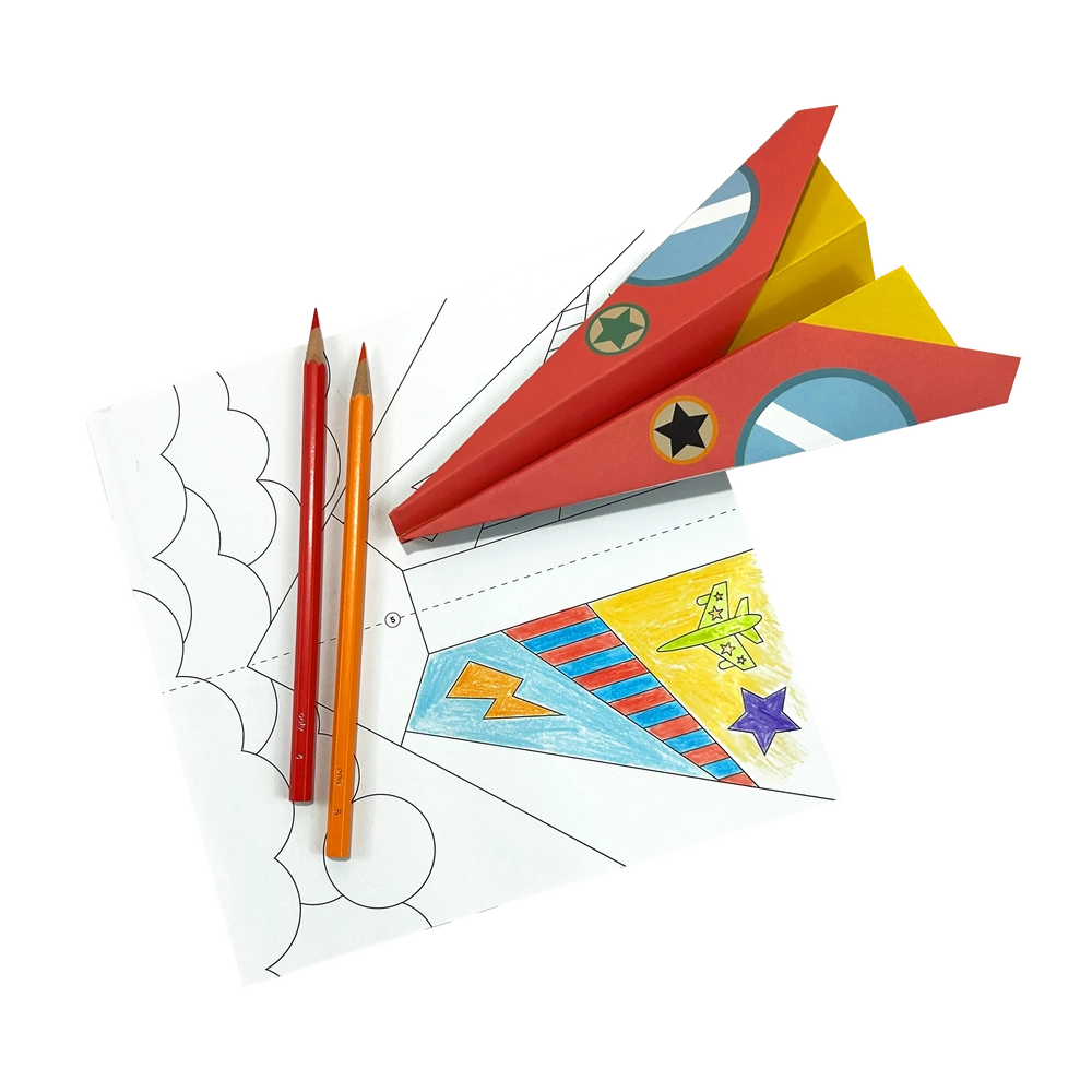 Paper Airplanes Activity Kit - 12 ready-made designs 2 sticker sheets