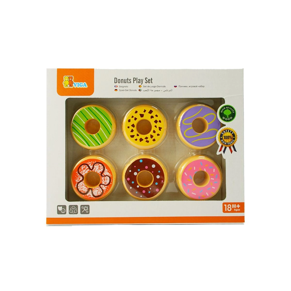 Wooden Donuts Play Set - 18 Months 6 pieces