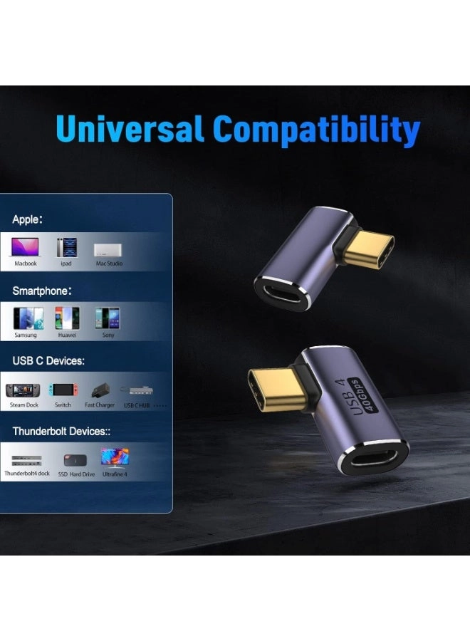USB4 Cable Right Angle Adapter 240W USB C to USB C Pack