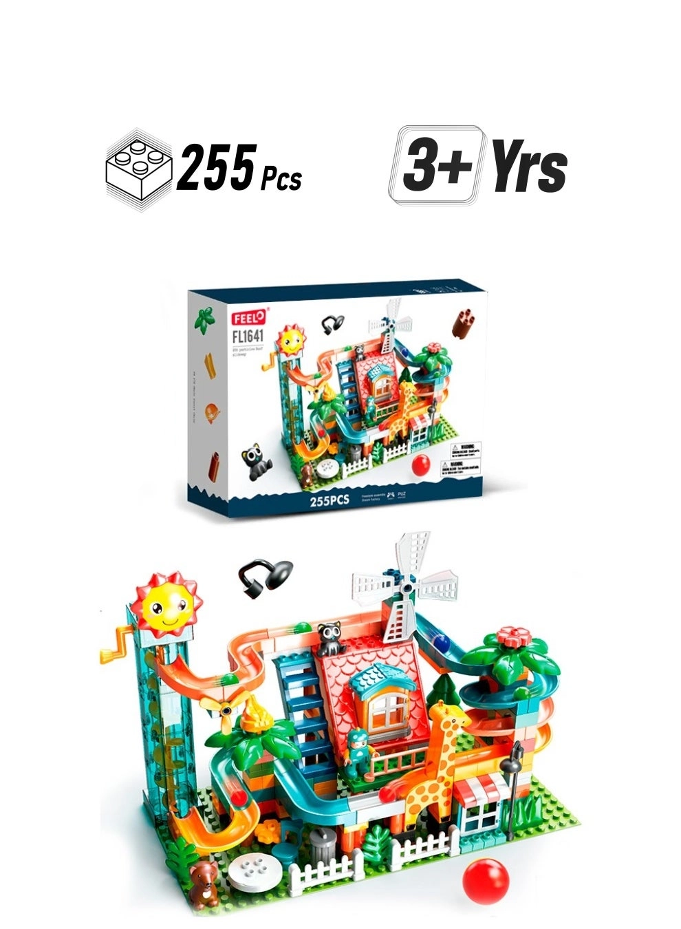 FEELO Marble Run Roof Slide - 255 pcs