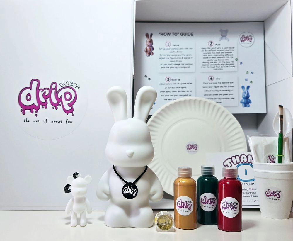 Cool Bunny Acrylic Flow Paint Kit - 9 inch / 23 cm Light-Blue Dark-Purple Orange