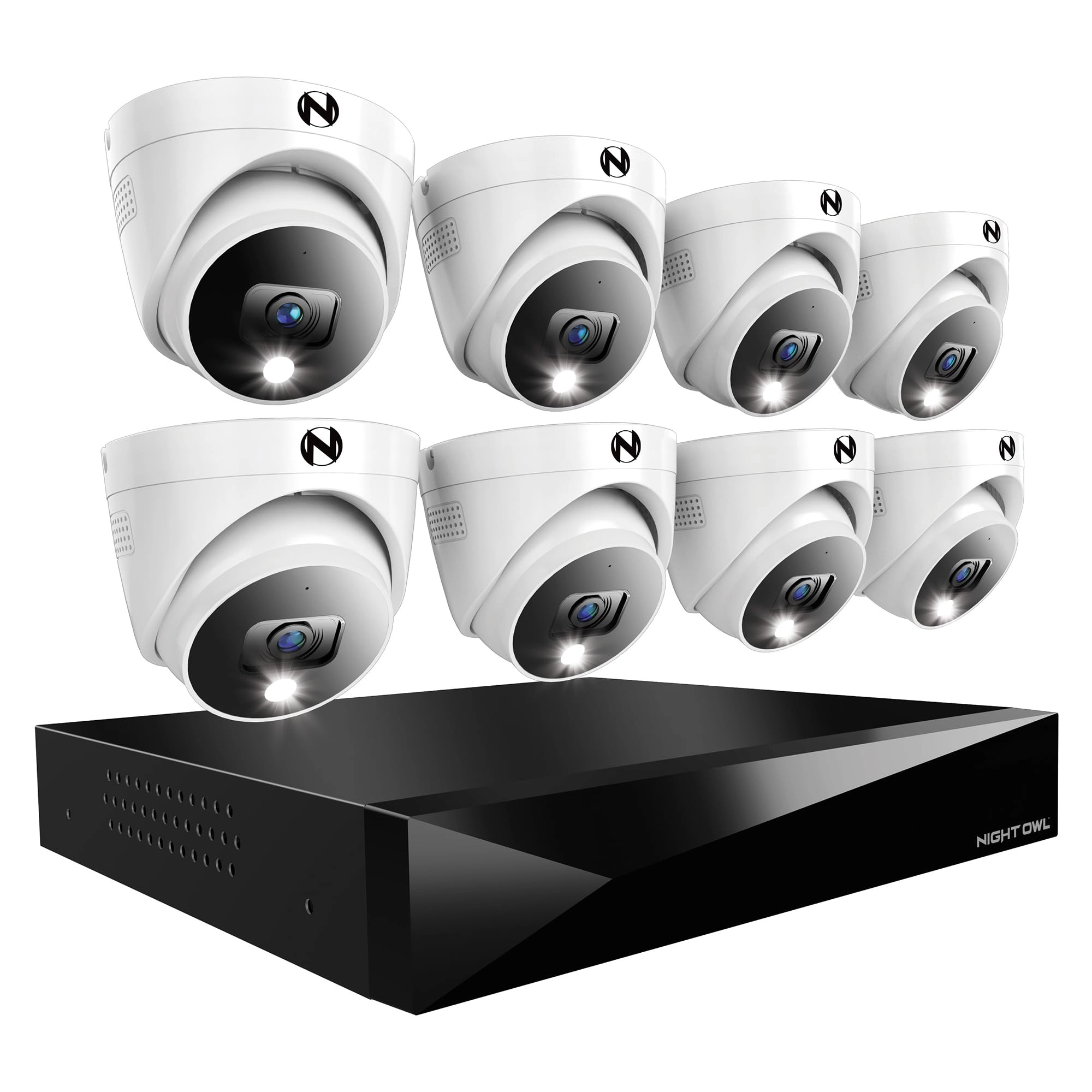 NIGHT OWL 12 Channel DVR + 2K Deterrence Dome Camera - 8 Camera + Hard Drive - 2TB