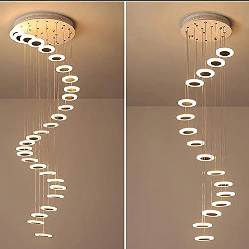 Modern Staircase Long Chandelier - LED 28 Head White