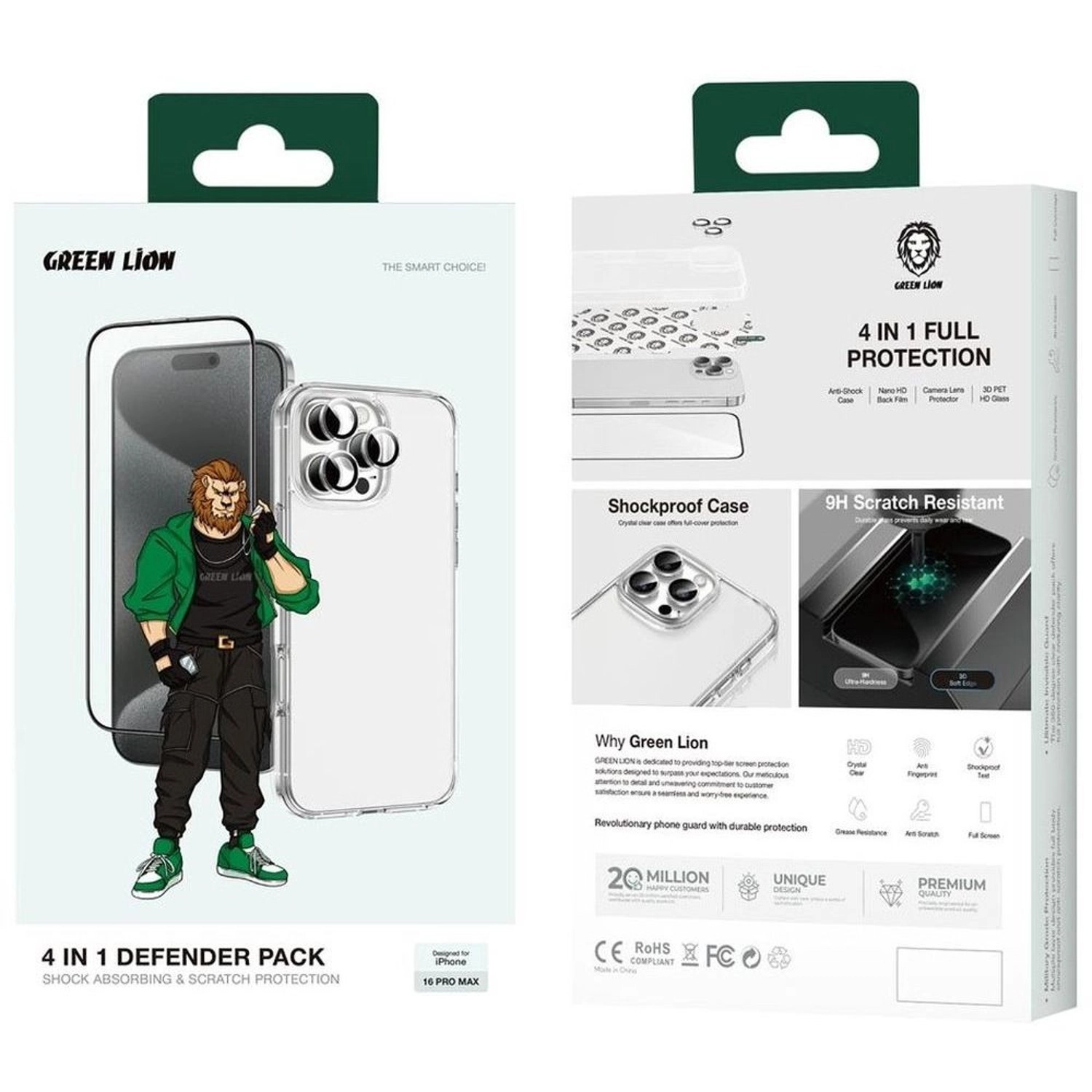 4-in-1 Defender Pack Clear Case for iPhone 16 Pro Max