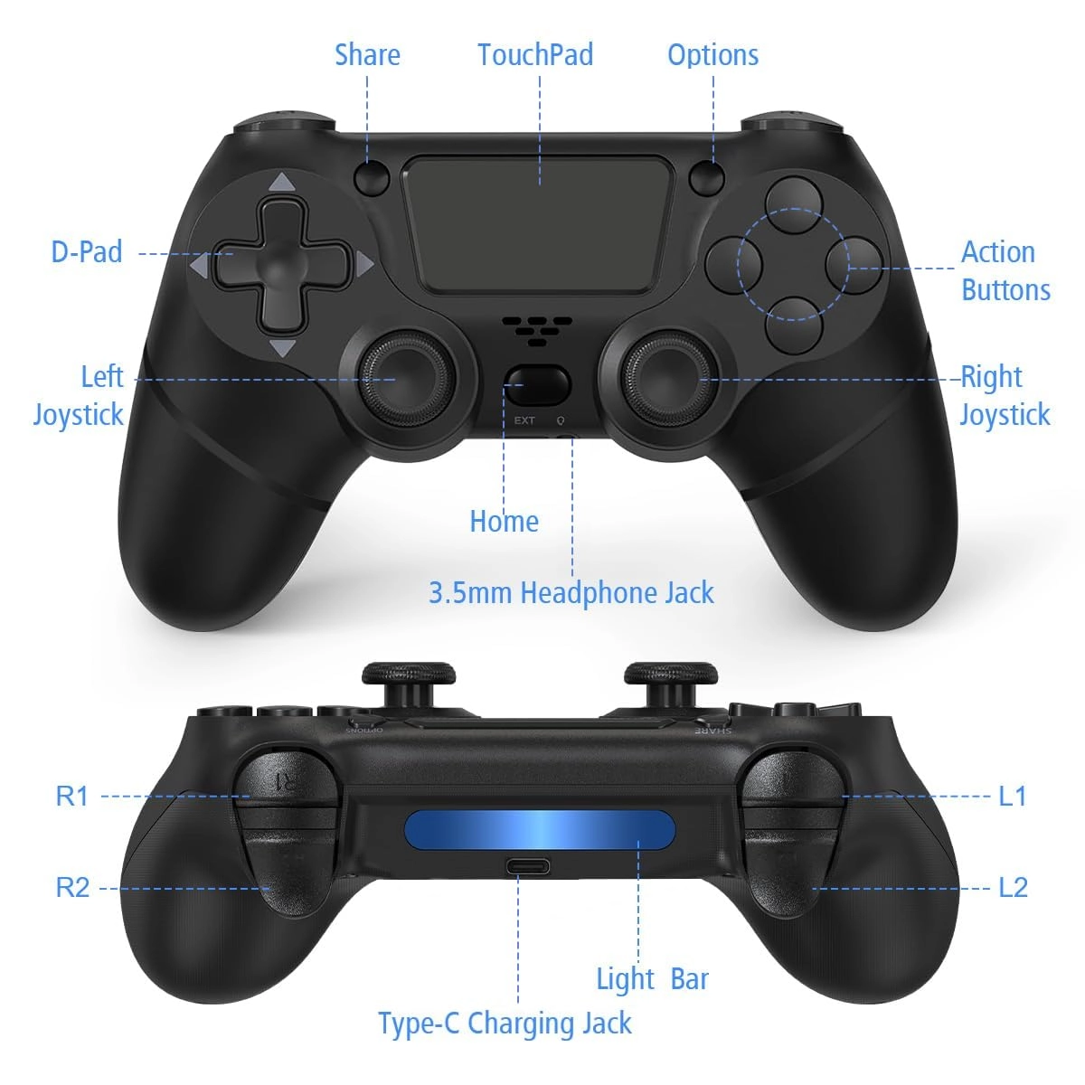 Wireless Game Controller - Black Steam/PS-4/Android/iOS Pack