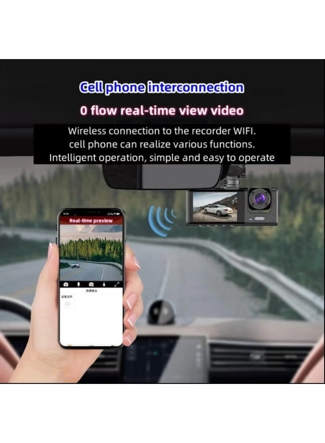 3-Lens Dash Cam - 1080P