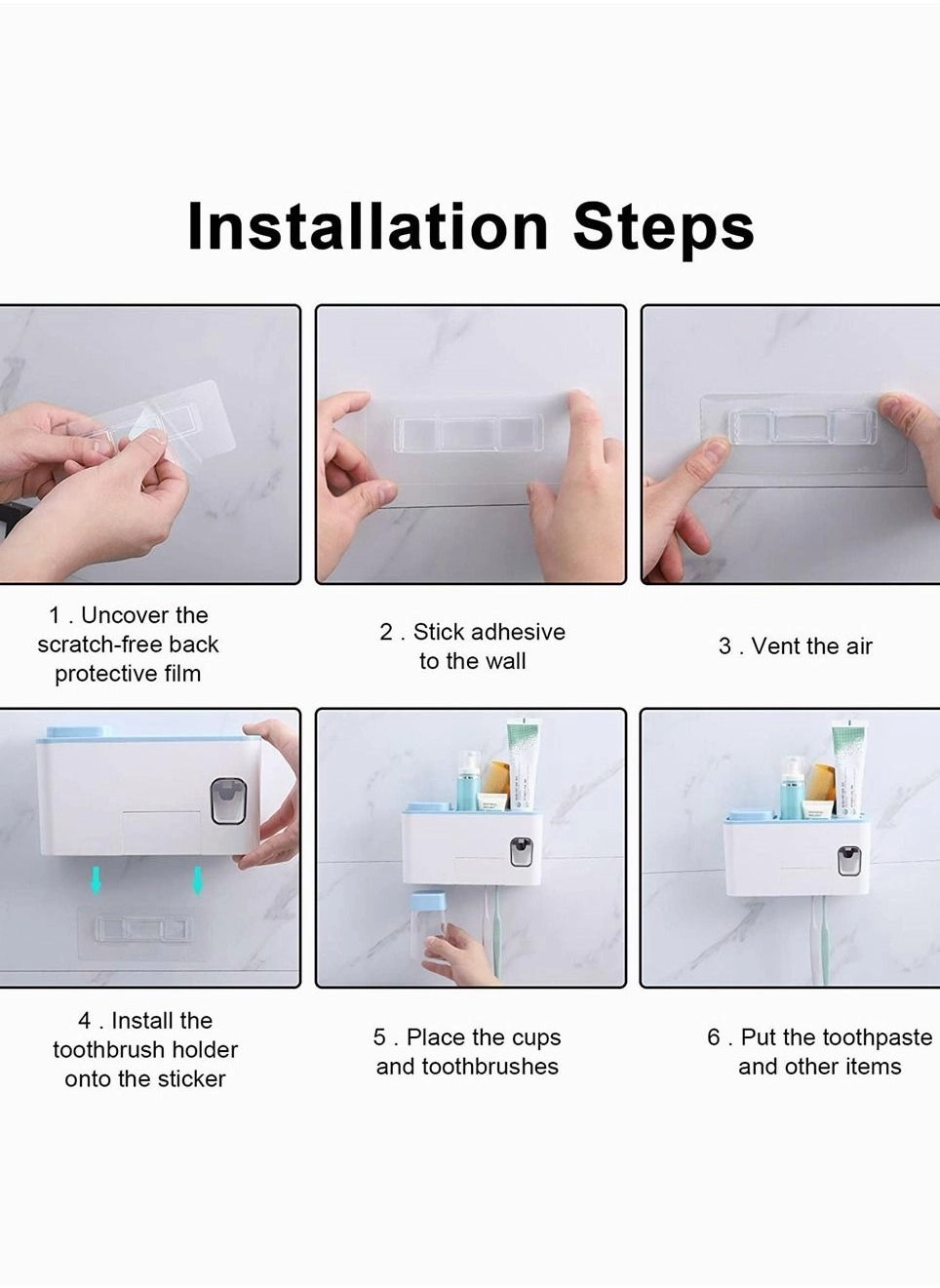 Toothbrush Holder - 4 Wall Mounted
