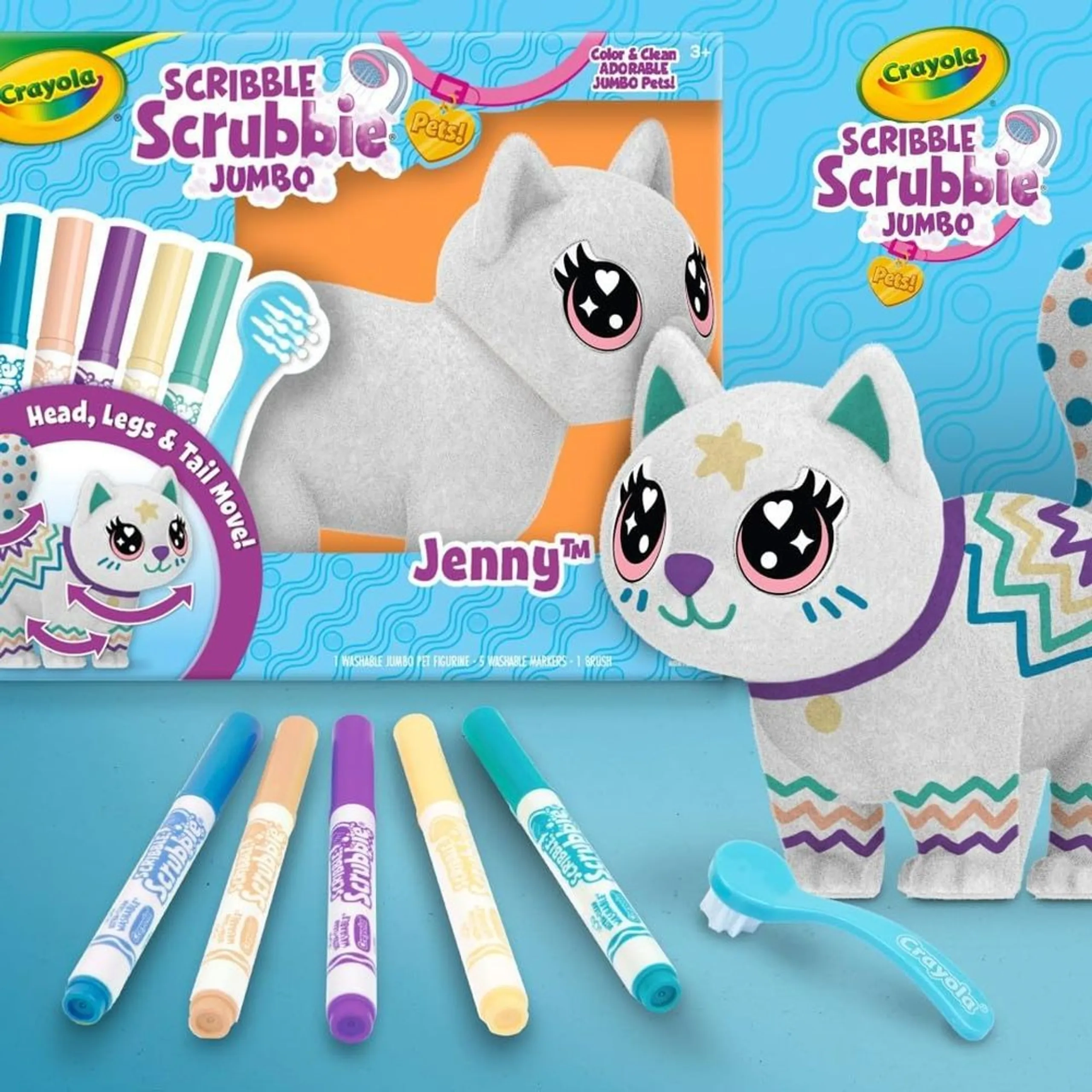 Scribble Scrubbie Jumbo Pets - Jenny 6-inch 5 Washable Markers