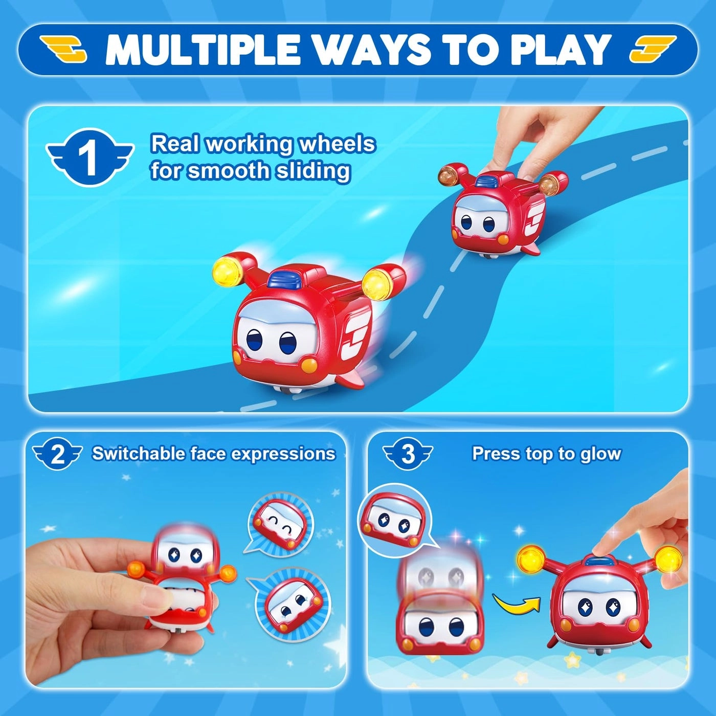 Super Wings - 4 PCS Glow Face-Changing Set
