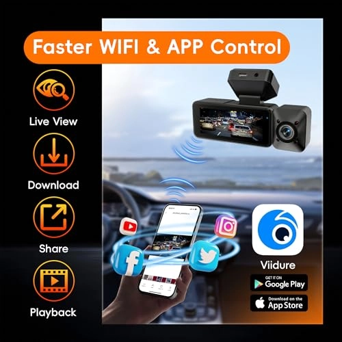 Dash Cam Front and Rear Inside - 4K+1080P+1080P