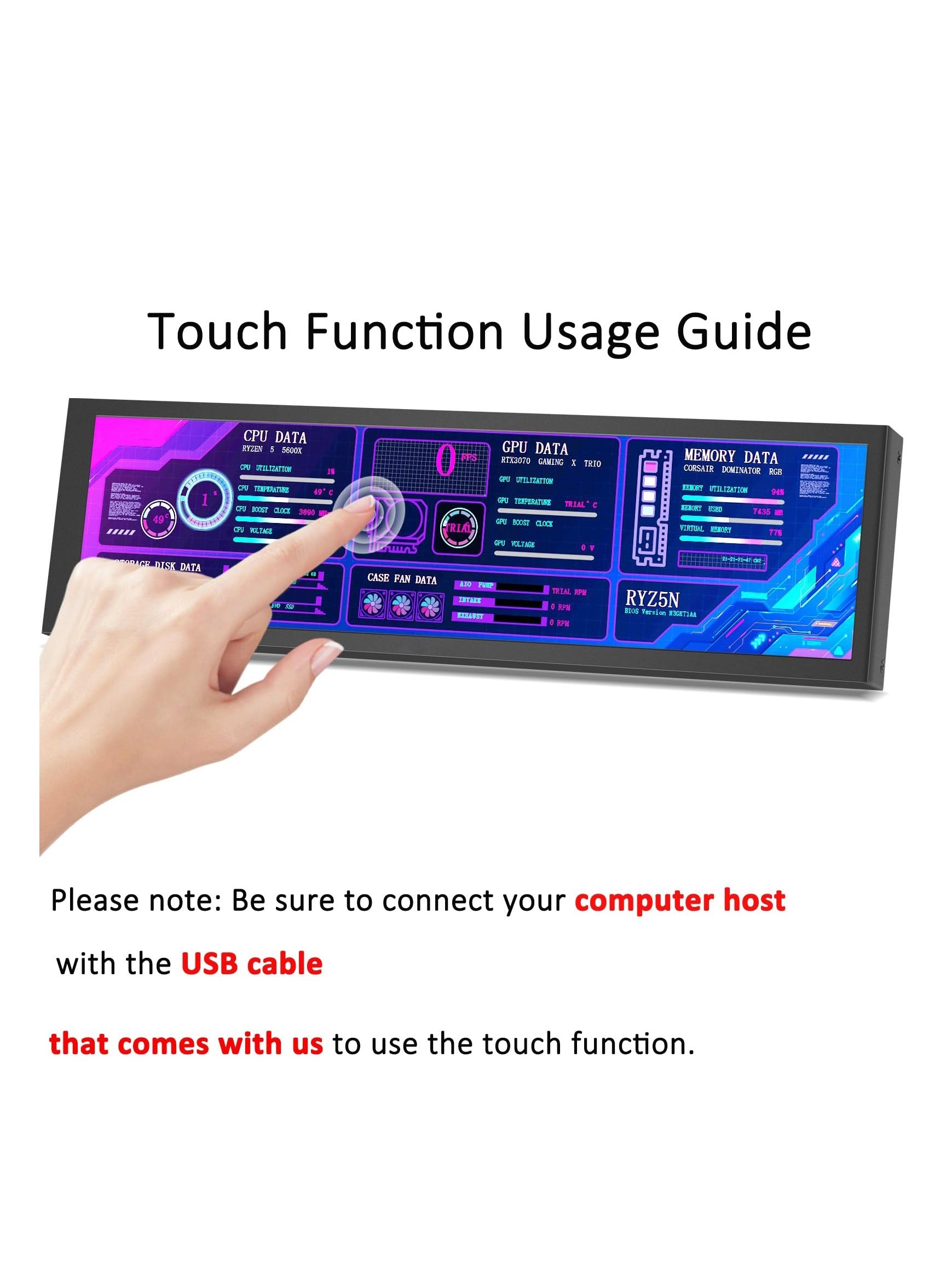 PC Sensor Panel Display - 8.8 inch 1920 × 480
