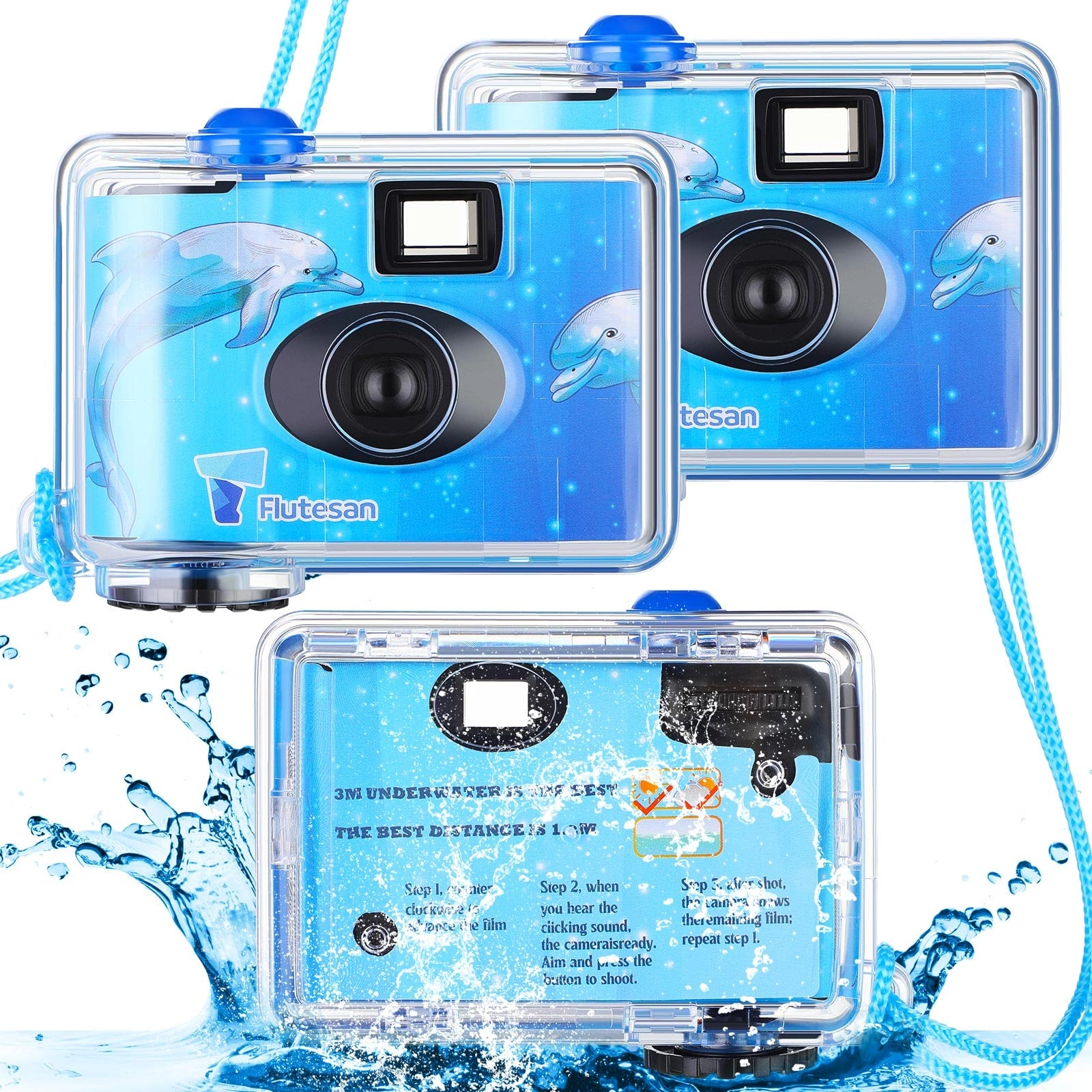 Flutesan Disposable Camera - 3 Pcs Waterproof 35 mm With Flash