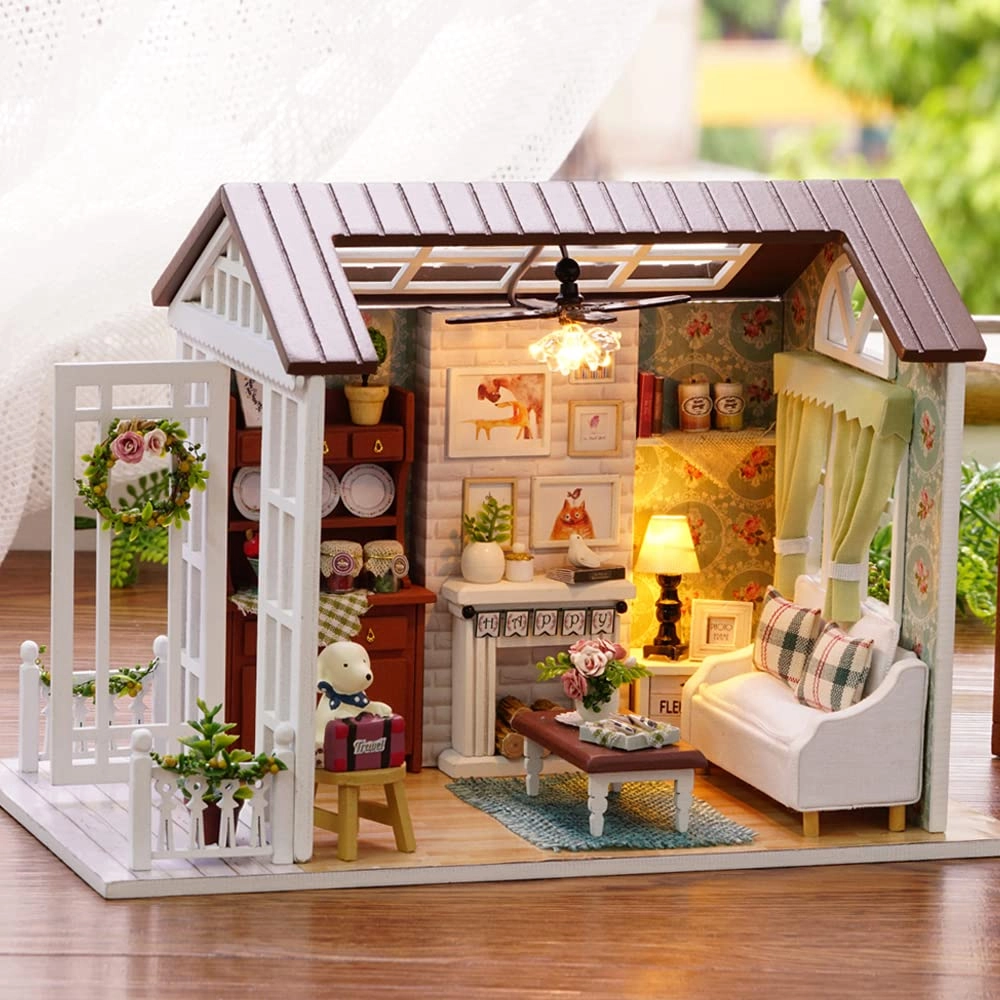 Ejoyous DIY Miniature Doll House - Mini-3D Wooden LED lights