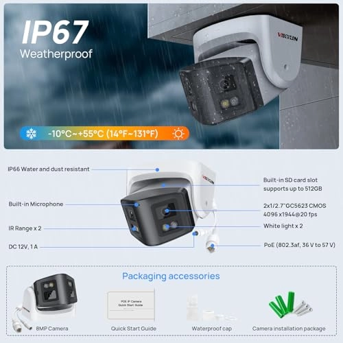 8MP Dual Lens 4K PoE IP Security Camera