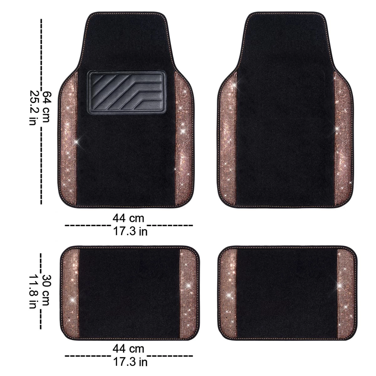 Bling Diamond Car Mats - 4.0 Count Universal Fit