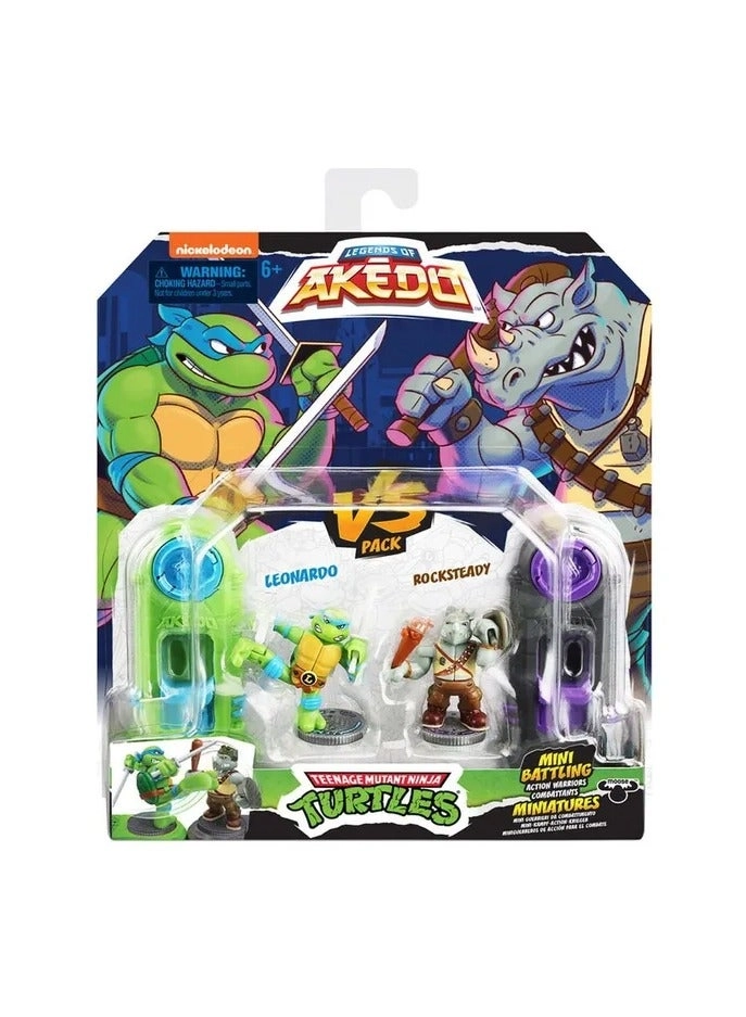 AKEDO Legends Of Tmnt Mini Battling Action Warriors - Leonardo + Rocksteady (15244)