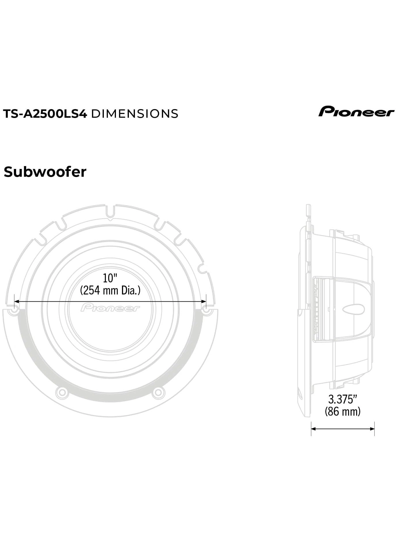 TS-A2500LS4 - 10 inch Shallow Mount