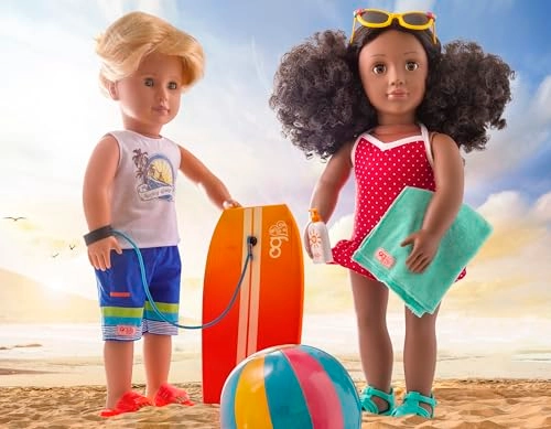 Gabe Boy Doll with Surfboard - 18-Inch Blonde Hair Green Eyes Ages 3+