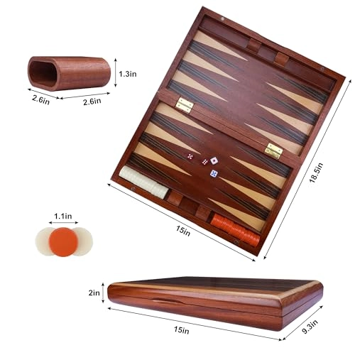 Backgammon Set - 15 Inch Wooden Folding