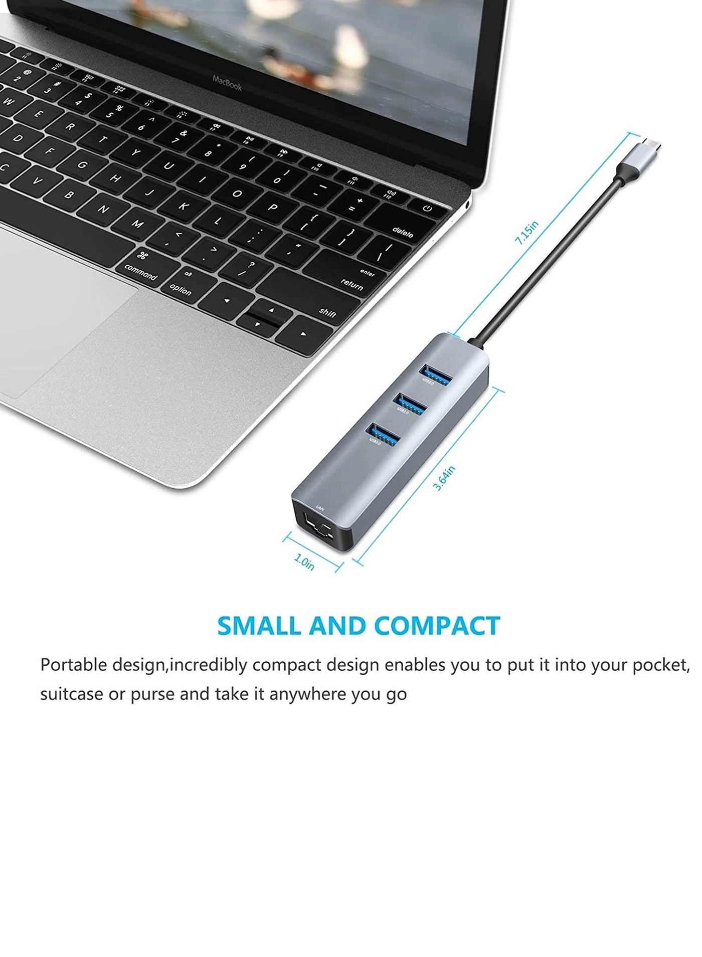 USB C Hub - 4K HDMI Gigabit Ethernet 3 USB 3.0 Ports