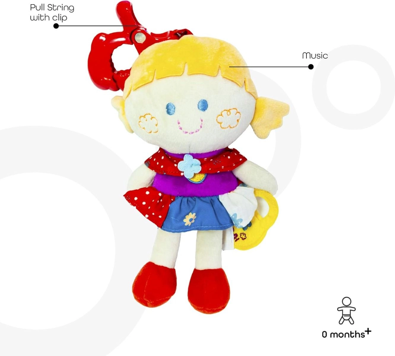 Soft Rattle Plush Toy - 3 to 24 Months fabric