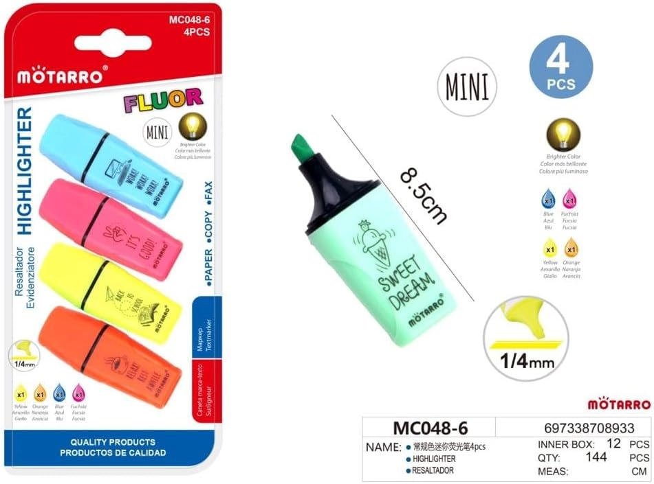 Mini TextMarkers - Pastel and Fluorescent Colours