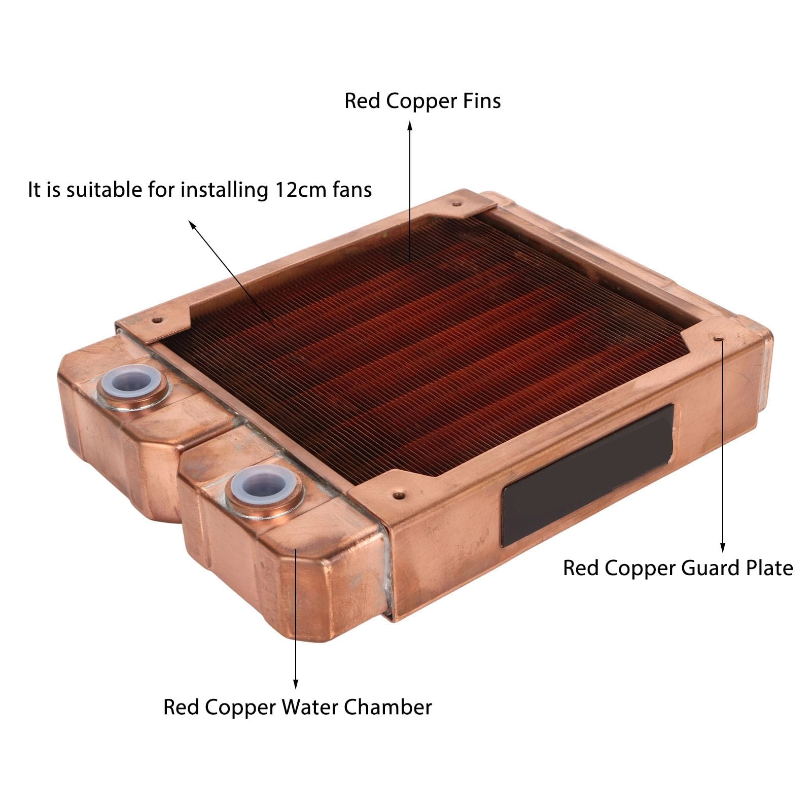 Water Cooling Radiator - 7 Pipe 120mm Red Copper