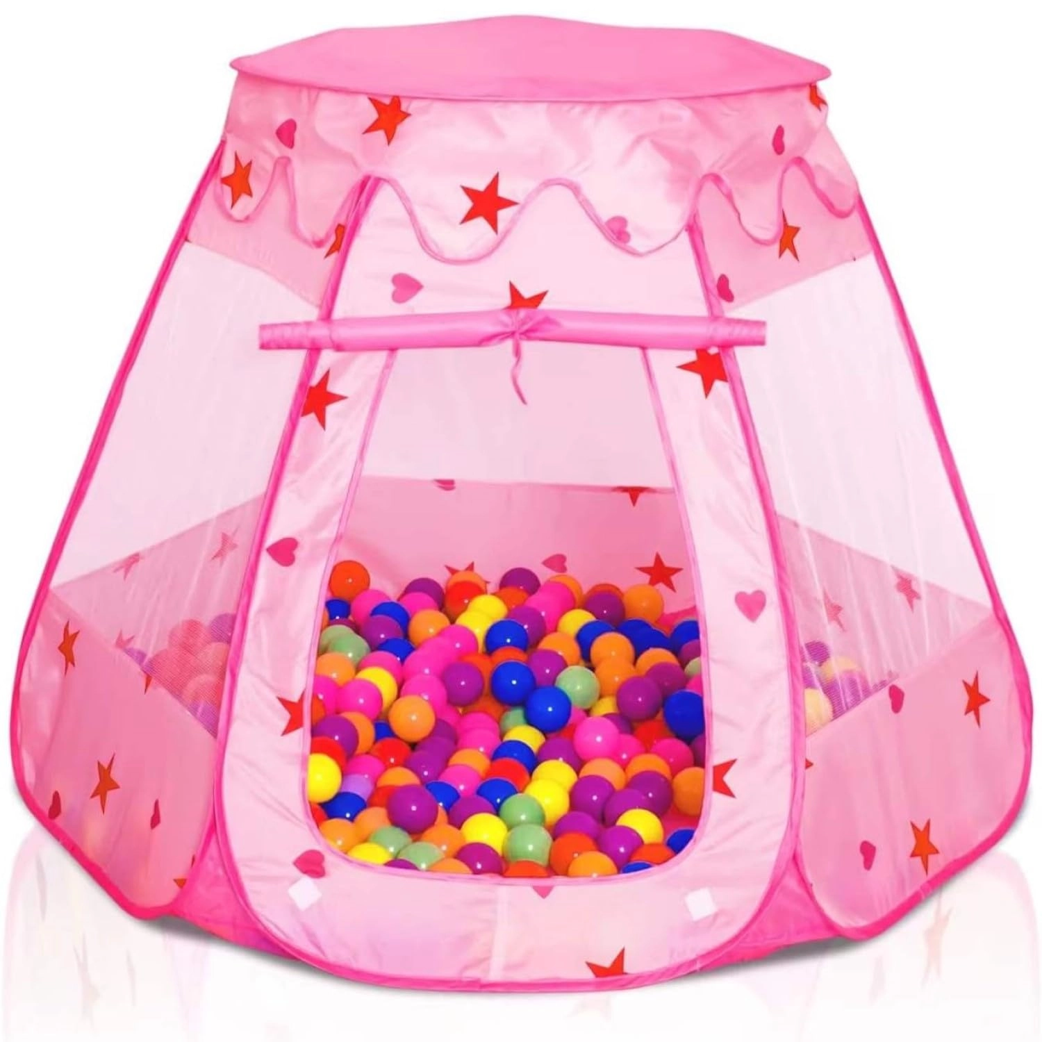 KAHEIGN Pop Up Princess Tent - 115cm x 115cm x 90cm Pink