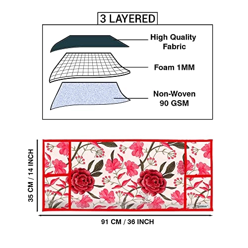 Microwave-Oven Top Cover - Polyester 3-Layered 4 Pockets Maroon