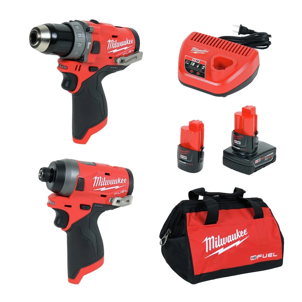 New 2598-22 - M12 Hammer Drill 1/2in with Impact 1/4in (2 Pieces)