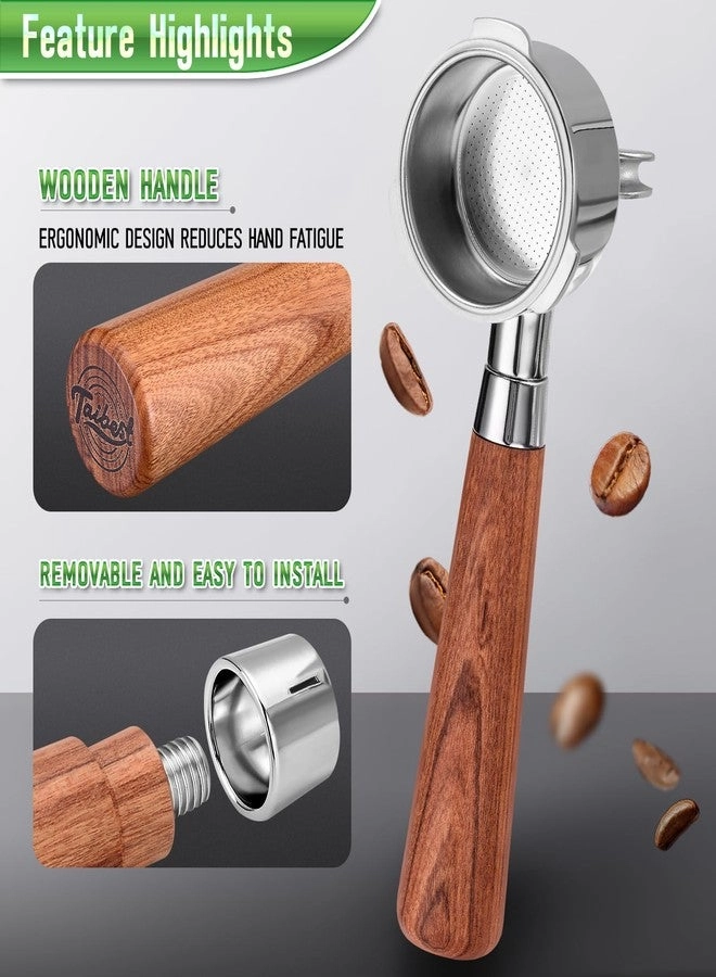 Portafilter - Dual Spout Siam Rosewood Grip 304 Stainless Steel Basket