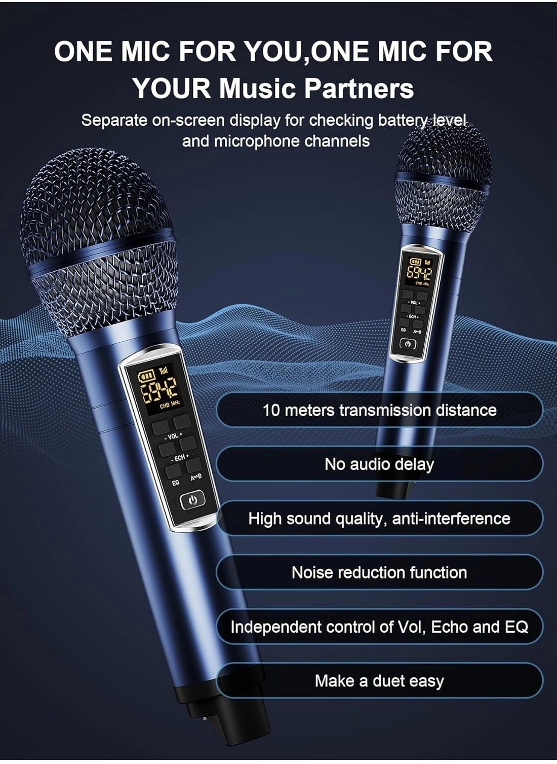Wireless Karaoke Machine - two wireless microphones
