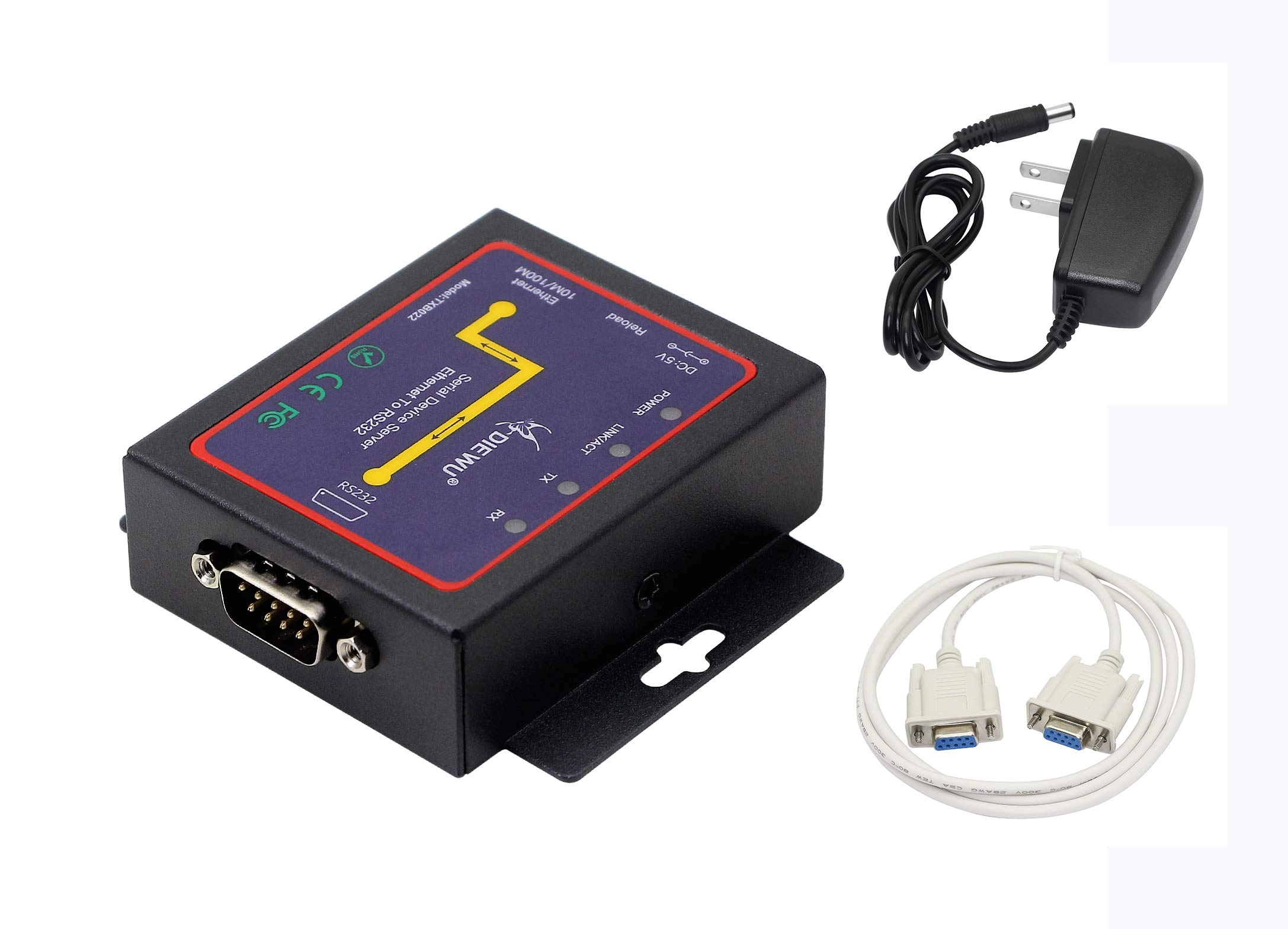 Lemeng RS232 to Ethernet Serial Device Server - RS232 Male 1 Port RJ45