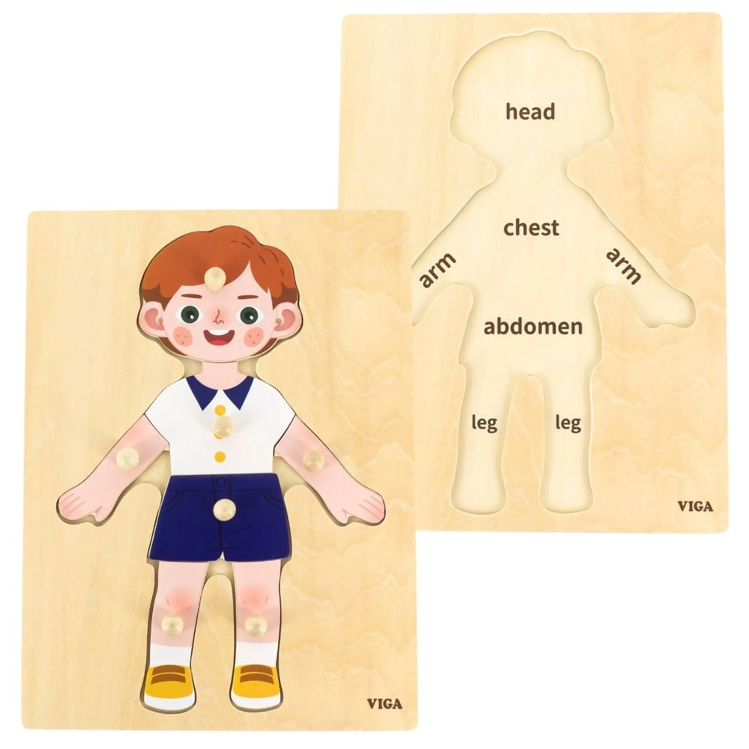 VIGA Body Parts Puzzle-Boy - 3 + 7 pcs