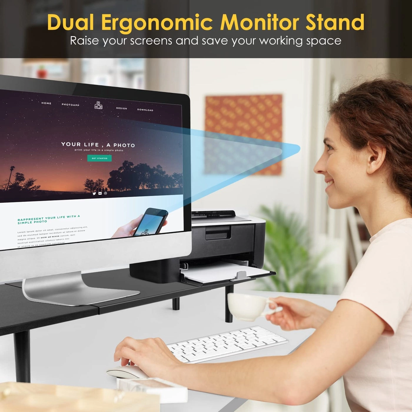 DualMonitorStandRiserForDesk - 32-40 inch 2 Screens