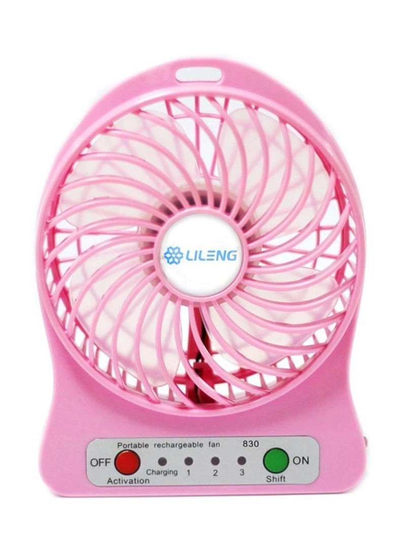 OEM 3-Gear Speed USB Rechargeable Fan - 5V Pink