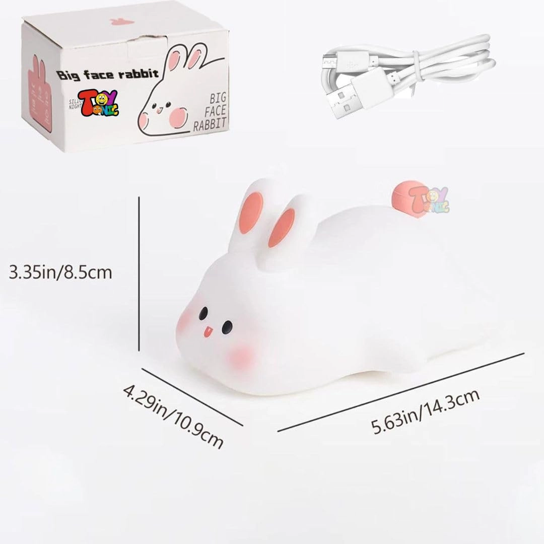 Big Face Rabbit Night Light - USB-Powered Pink