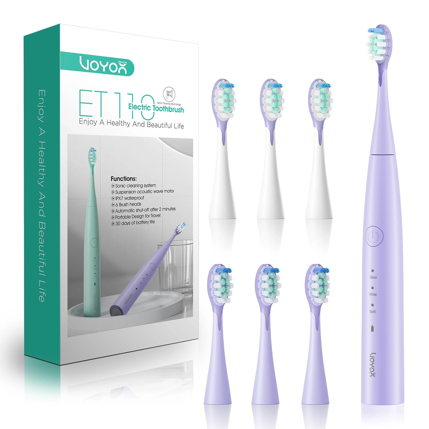 ET110 - Rechargeable 6 Brush Heads Sonic
