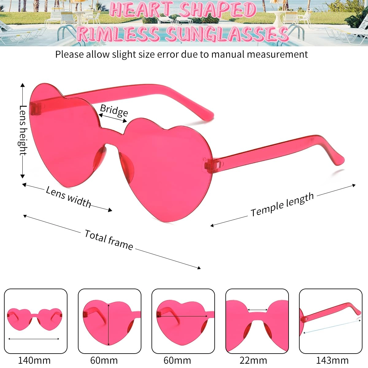 Heart Sunglasses - Transparent Pack