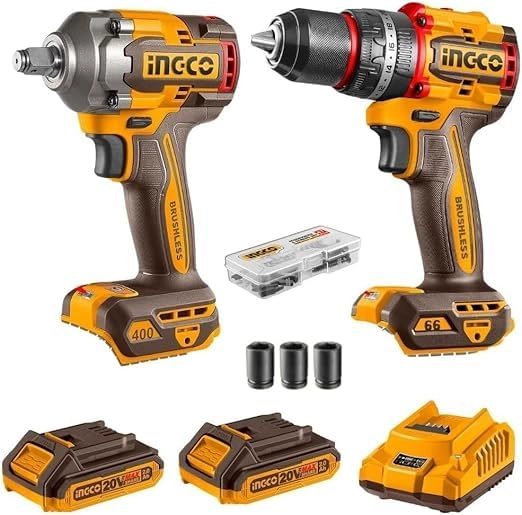 Ingco Cordless Impact Drill - 66Nm + Impact Wrench - 400Nm
