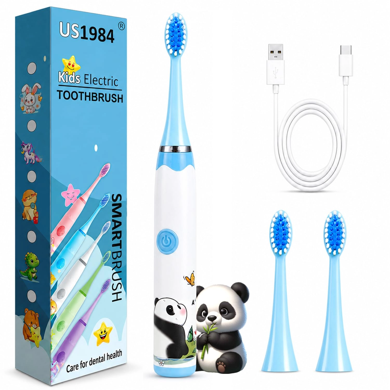 Sonic Electric Toothbrush - 4 Modes 3 Brush Heads Rechargeable