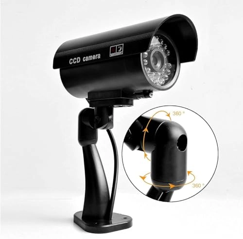 Fake Security Camera - 4 Pack + Warning Sign - Aluminum + Screw - 24