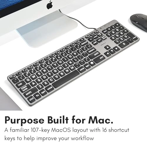 Dual Wired Large Print Keyboard - 107-key MacOS layout Wired