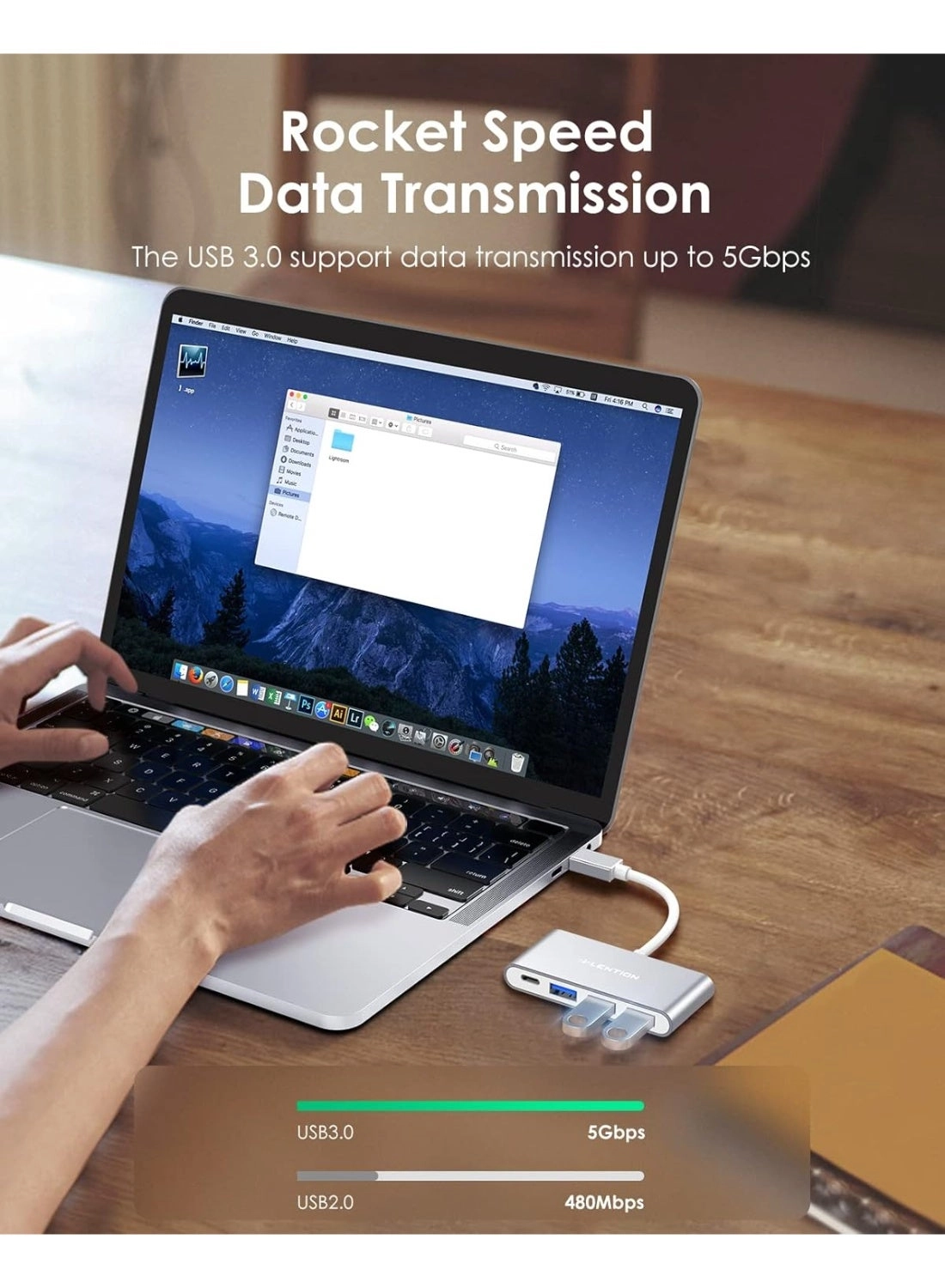 4-in-1 USB-C Hub - 3 USB 3.0 Type-C Power Delivery Space Gray