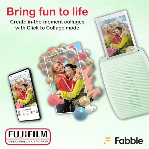 Instax Mini Link 3 - Smartphone Printer + Protective Case + INSTAX MINI Instant Film - 20 Sheets + Hanging Photo Frames + Microfiber Cleaning Cloth