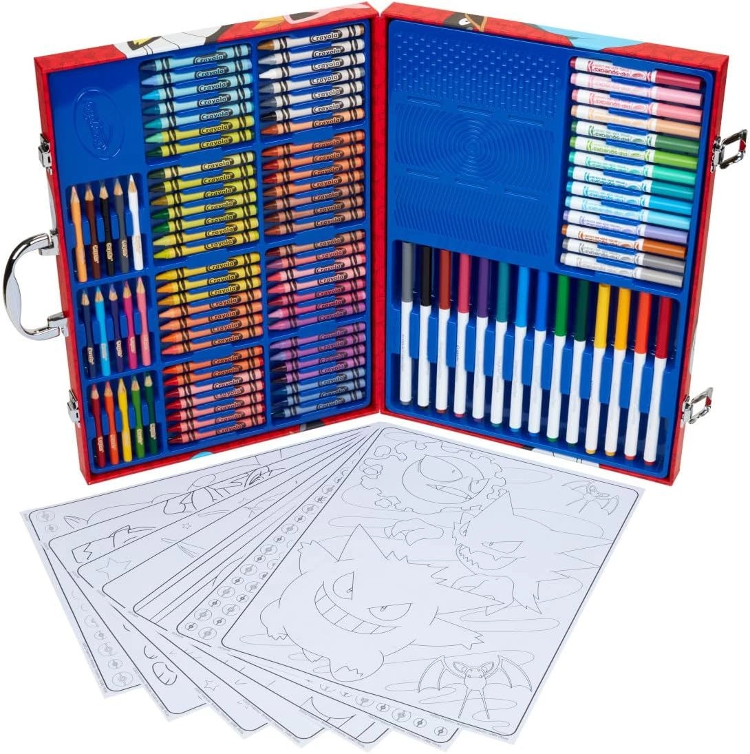 Pokemon Creative Art Set Case - 56 wax crayons 15 mini pencils 28 washable felt-tip pens