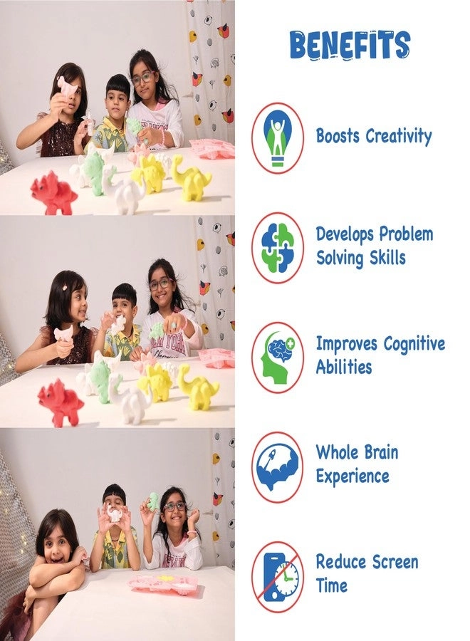 Dino Chalk Making Kit - DIY Chalk Craft Set Make 6 Colourful Dinosaur-Shaped Chalks Age 5+